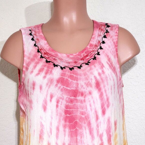 Shoreline Sleeveless Tie Dye Swim Cover Up One Size / Medium Pretty Summer Color - Picture 2 of 6
